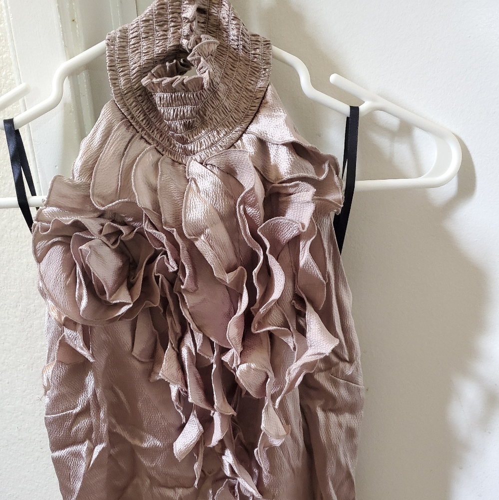 BEBE Ruffled Halter Top - Picture 2 of 5